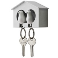Qualy-duo vogelhuisje sleutelhanger-wit wit-3978