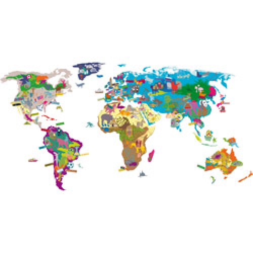 Mim'ilou-muursticker wereldkaart-wereldkaart-7131