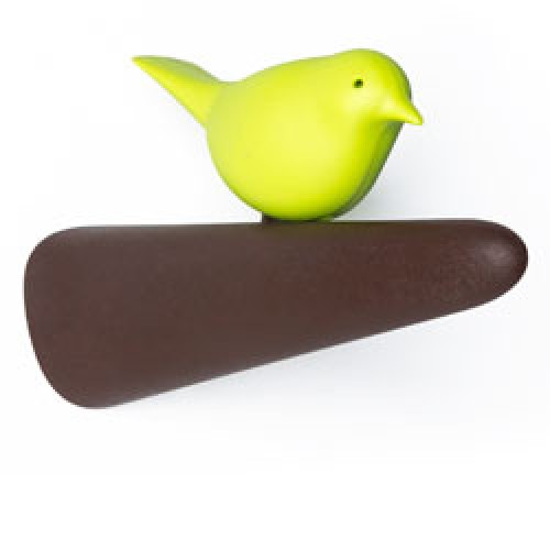 Qualy-speels vogel kapstokhaakje-bruin groen-9258