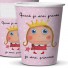 Labeltour-set van 6 kartonnen drinkbekers prinses-princesse-8685