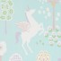 Majvillan-origineel zweeds behangpapier-true unicorns turquoise-9898