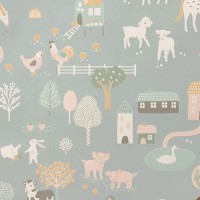 Majvillan-original swedish wallpaper-my farm stone blue-10112