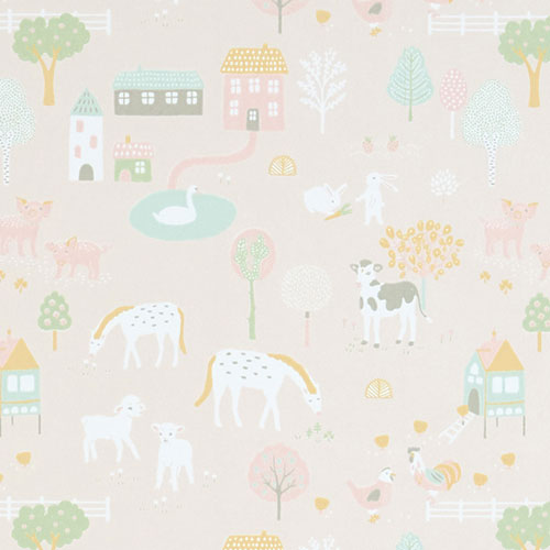Majvillan-origineel zweeds behangpapier-my farm soft pink-10116
