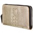 Orla Kiely-embossed flower leather big zip wallet-light gold-10027