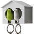 Qualy-maison porte clé duo oiseau-groen wit-3979
